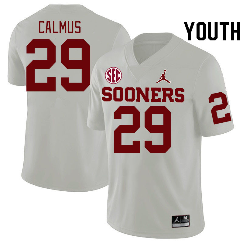 Youth #29 Casen Calmus Oklahoma Sooners 2024 SEC Conference College Football Jerseys-White